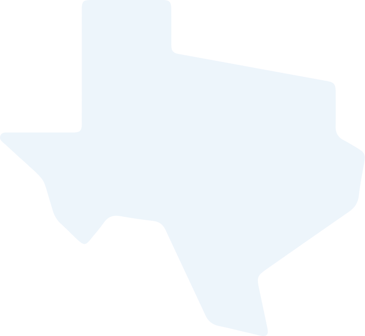 Light blue state of Texas