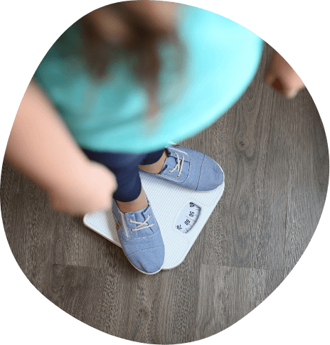Person stepping on scale