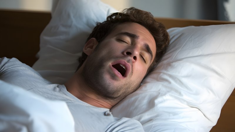 man snoring while asleep
